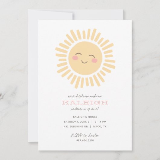 トゥールリトルサンシャインガール誕生日 招待状 (正面)