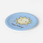 トゥールリトルサンシャインハッピーバースデーブルー ペーパープレート (アングル)