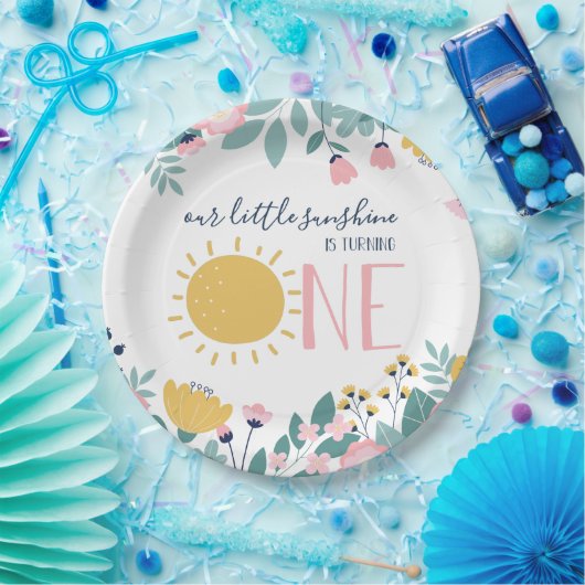 トゥールリトルサンシャインボーホフローラ誕生日 ペーパープレート (パーティー)