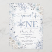 トゥールリトルスノーフレーク誕生日パステルフローラ 招待状 (正面/裏面)