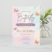 トゥールリトルバタフライパステルバタフライ誕生日 招待状 (スタンド正面)