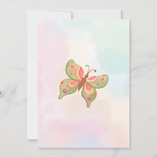 トゥールリトルバタフライパステルバタフライ誕生日 招待状 (裏面)