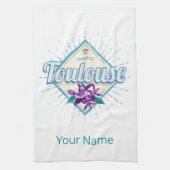 トゥールーズシティフランスレトロヴィオレットヴィンテージ土産 キッチンタオル (縦)