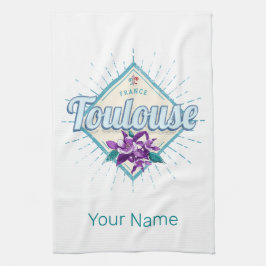 トゥールーズシティフランスレトロヴィオレットヴィンテージ土産 キッチンタオル