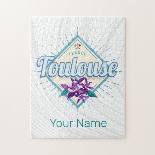トゥールーズシティフランスレトロヴィオレットヴィンテージ土産 ジグソーパズル (縦)