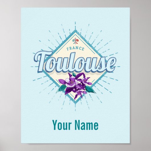 トゥールーズシティフランスレトロヴィオレットヴィンテージ土産 ポスター (正面)