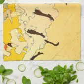 トゥールーズロートレックイエロー踊りガールポスター キッチンタオル (折り畳み)