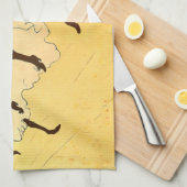 トゥールーズロートレックイエロー踊りガールポスター キッチンタオル (四つ折り)