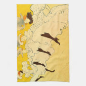 トゥールーズロートレックイエロー踊りガールポスター キッチンタオル (縦)
