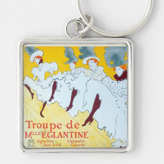 トゥールーズロートレックイエロー踊りガールポスター キーホルダー (正面)