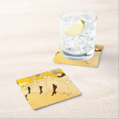 トゥールーズロートレックイエロー踊りガールポスター スクエアペーパーコースター (インサイチュ)