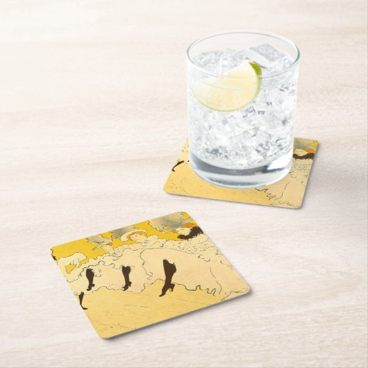 トゥールーズロートレックイエロー踊りガールポスター スクエアペーパーコースター (インサイチュ)