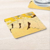 トゥールーズロートレックイエロー踊りガールポスター スクエアペーパーコースター (アングル)