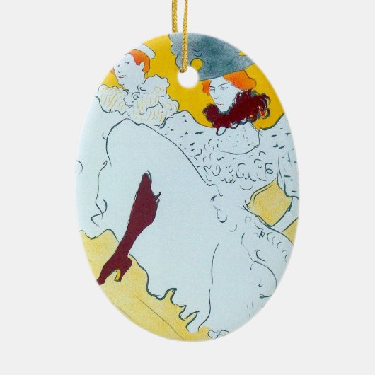 トゥールーズロートレックイエロー踊りガールポスター セラミックオーナメント (裏面)