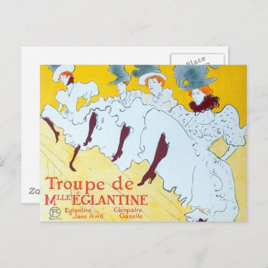トゥールーズロートレックイエロー踊りガールポスター ポストカード (正面/裏面)
