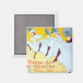 トゥールーズロートレックイエロー踊りガールポスター マグネット (正面/裏面)