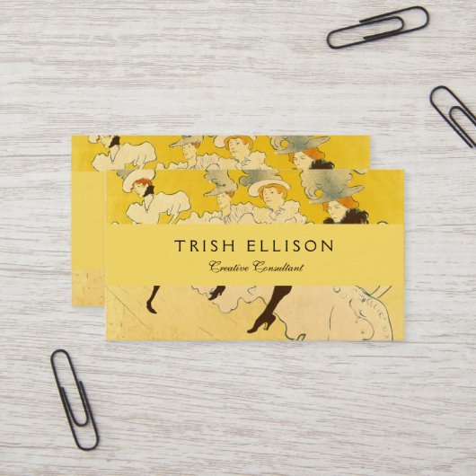 トゥールーズロートレックイエロー踊りガールポスター 名刺 (正面/裏面インサイチュ)