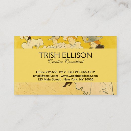 トゥールーズロートレックイエロー踊りガールポスター 名刺 (裏面)