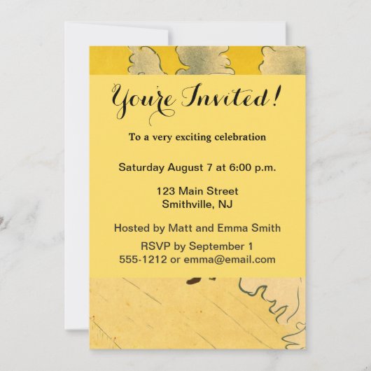 トゥールーズロートレックイエロー踊りガールポスター 招待状 (正面)