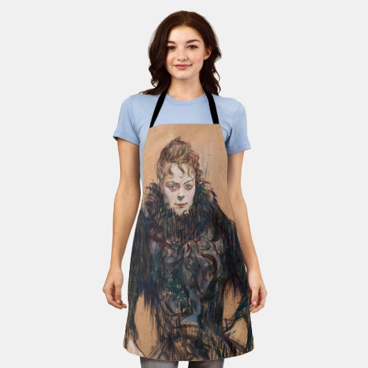 トゥールーズ・ラウトレック – 黒いボアを持つ女性 エプロン (着用した状態)