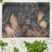 トゥールーズ・ラウトレック – 黒いボアを持つ女性 キッチンタオル (折り畳み)