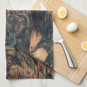 トゥールーズ・ラウトレック – 黒いボアを持つ女性 キッチンタオル (四つ折り)