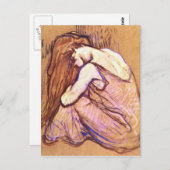 トゥールーズ・ロートレックの「髪をとかす女」 ポストカード (正面/裏面)