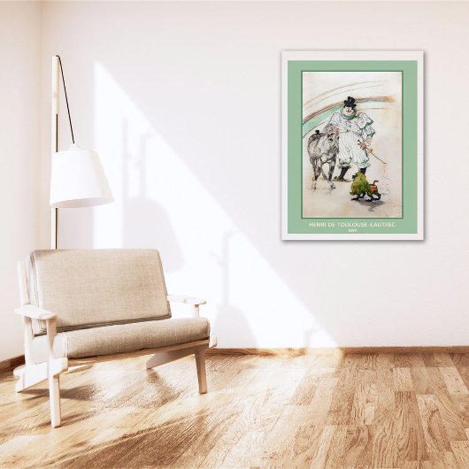 トゥールーズ・ロートレック、サーカスピエロwウホース&モンキー ポスター