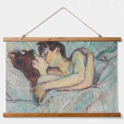 トゥールーズ=ロートレック - ベッドの中で、キス 吊り下げ型タペストリー (正面)