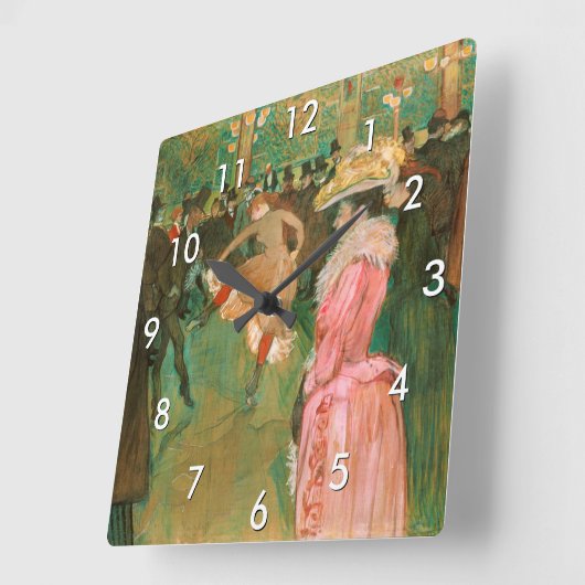 トゥールーズ・ロートレック - ルージュのダンス スクエア壁時計 (傾斜)