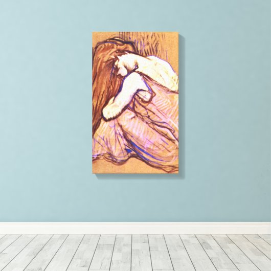 トゥールーズ – ロートレック – 女性コービングヘア キャンバスプリント (インサイチュ (ウッドフロア))