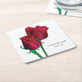 トゥーレッドローゼズウィズ文字 スクエアペーパーコースター (アングル)