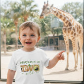 トゥーワイルド ２歳の誕生日　トロピカルジャングルサファリ フォト ベビーTシャツ