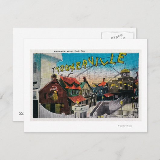 トゥーンヴィルアット海パークピアサンタモニカ(カリフォルニア州) ポストカード (正面/裏面)