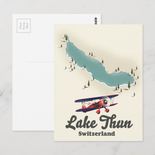 トゥーン湖 スイス 地図 ポストカード (正面/裏面)