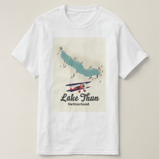 トゥーン湖 スイス 地図 Tシャツ (デザイン正面)