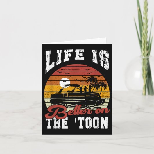 トゥーン ポントーン ボート キャプテン ボーで人生はもっと楽しくなる カード (正面)