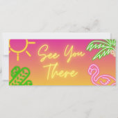 トゥー・クール・トロピカル・ピンク・ネオン・プール・パーティー・チケット 招待状 (裏面)