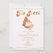 トゥー・スウィート・クリスマス・クッキー・ココア・ガール・2歳の誕生日 招待状 (正面)