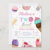 トゥー・スウィート・セカンド・バースデー　アイス・クリーム・ドーナッツ・パーティー 招待状 (正面)