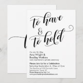 『トゥ・ハヴ＆トゥ・ホールド』 スクリプト ウェディング・アフター・セレブレーション 招待状 (正面/裏面)