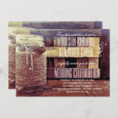 トウィネ包まれたメイスンジャーハート鍵結婚式 招待状 (正面/裏面)