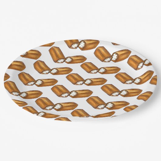 トウィンキークリーム入りスナックケーキ食品グルメプレート ペーパープレート (アングル)