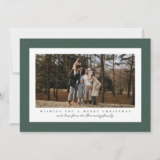 トウィードクラシックフレーム暗緑色の写真クリスマス シーズンカード (正面)