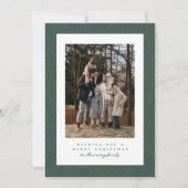 トウィードシンプルフレーム暗緑色の写真クリスマス シーズンカード (正面)