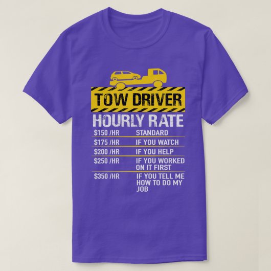 トウトラックドライバー牽引運転時給 Tシャツ (デザイン正面)