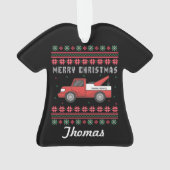トウトラックパーソナライズされたの醜いクリスマスセーター オーナメント (裏面)
