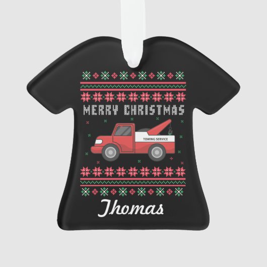 トウトラックパーソナライズされたの醜いクリスマスセーター オーナメント (裏面)