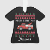 トウトラックパーソナライズされたの醜いクリスマスセーター オーナメント (正面)