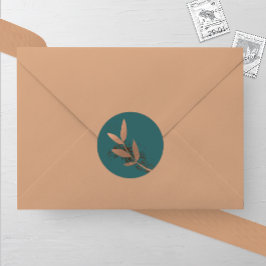 トウヒとブロンズの秋リーフ結婚の丸いステッカー ラウンドシール